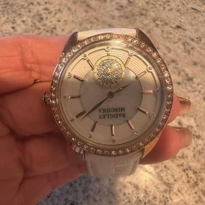 Badgley Mischka  Watch with  White Leather Strap -NWT